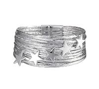 Vipomkowa Hw22 Smart Watch 6 Girl Leather Cuff Bracelet Set Multilayer Wrap Bracelet Star Bracelet Magnetic Clasp Bracelet for Women Matching Watches for Men and Women