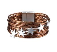 Vipomkowa Hw22 Smart Watch 6 Girl Leather Cuff Bracelet Set Multilayer Wrap Bracelet Star Bracelet Magnetic Clasp Bracelet for Women Matching Watches for Men and Women