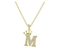 Vipomkowa Pendant Necklace with Picture Crown 26 English Letters Full Diamond Pendant Necklace For Women Crown Rhinestone Necklaces For Women A Z 26 Alphabet Initial Necklaces Gold Chain Men