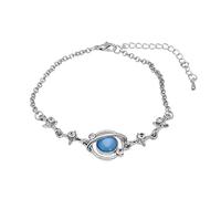 Vipomkowa Silent Alarm Watch Star Planet Bracelet Silver Color Link Chain Crystal Bracelet Jewelry Charm Bracelet Gift for Woman Girls Flash Diamond Adjustable Black Sports Watches for Men