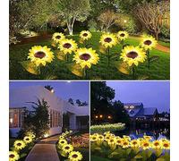 Vipomkowa Solar Lights Outdoor Garden Ornaments, 2 Packs LEDs Sunflower Solar Garden Lights Stakes Decorative, Waterproof Artificial Flowers Lights for Lawn Yard Garden Ornaments Outdoor Decorations
