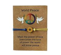 Vipomkowa Sunflower Sunflower Daisy Wax Thread Woven Friendship Card Bracelet Adjustable Size Sunflower World Peace Bracelet Simple Watch