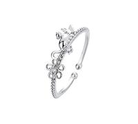 Vipomkowa To My Daughter Lazy Cat Opening Adjustable Ring Elegant Butterfly Single Diamond Floret Ring For Women Thick Rings Set