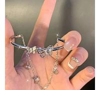 Vipomkowa Watch with Timer and Stopwatch Openwork Butterfly Charm Bracelet for Women Silver Color Elegantfashion Tassel Chain Fine Jewelry Gift Tough Watches for Men