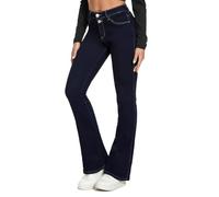 VIPONES Bell Bottom Jeans for Women Stretchy High Waisted Flare Curvy Denim Pants, Dark Blue, 6
