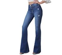 VIPONES Women's Flare Bell Bottom Jeans High Waisted Wide Leg Bootcut Jeans Stretchy Denim Pants, 101 Blue, 4
