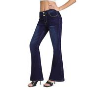 VIPONES Women's Flare Bell Bottom Jeans High Waisted Wide Leg Bootcut Jeans Stretchy Denim Pants, 1014-blue, 18