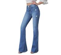 VIPONES Women's Flare Bell Bottom Jeans High Waisted Wide Leg Bootcut Jeans Stretchy Denim Pants, Light Blue 7, 10