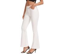 VIPONES Women's Flare Bell Bottom Jeans High Waisted Wide Leg Bootcut Jeans Stretchy Denim Pants, White, 16