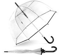 VIPOPICO Clear Bubble Umbrella - Large 33”/83cm Windproof Transparent Dome Umbrella for Rain - Wedding, Prom, Graduation & Outdoor Events - Reinforced Fiberglass for Men & Women(Black 8 Rib)