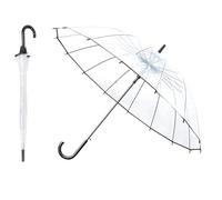 VIPOPICO Clear Bubble Umbrella - Large 40”/103cm Windproof Transparent Dome Umbrella for Rain - Wedding, Prom, Graduation & Outdoor Events - Reinforced Fiberglass for Men & Women(Black 16 Rib)