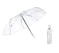 VIPOPICO Clear Umbrella Automatic Open Close - Windproof Travel Umbrella with Frosted Handle | Transparent See-Through Dome Design | Wedding, Bridal & Daily Use(Clear White)