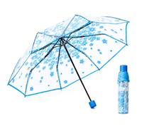 VIPOPICO Clear Umbrella for Women - Manual Open/Close Foldable Compact Travel Umbrella with Frosted Handle | Transparent See-Through Dome | Ideal for Weddings, Bridal Events & Daily Use(1, Blue)