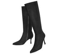 Vipost Knee High Boots for Women,Stiletto Kitten Heel Boots Women,Pointed Toe,Fall Tall Boots,Side Zipper Closure,Winter Fasion,Stretchy Comfort Fit, Suede Black, 5 UK
