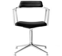 Vipp - 452 Swivel Chair, Polished Aluminum / Black Leather - Black