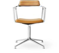 Vipp - 452 Swivel Chair With Feet, Polished Aluminium / Camel Coloured Leather - Camel
