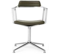 Vipp - 452 Swivel Chair With Feet, Polished Aluminium / Green Leather - Green