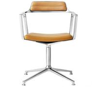 Vipp - 452 Swivel Chair With Feet, Polished Aluminium / Sand Coloured Leather - Sand