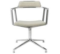 Vipp 452 Swivel Swivel Chair With Floor Glides Aluminum/ Wavy Off White/ Light Gray