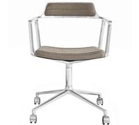 Vipp - 452 Swivel Chair With Wheels, Dark Sand / Polished Aluminium - Multi
