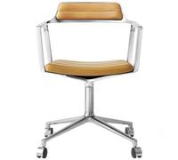 Vipp - 452 Swivel Chair With Wheels, Polished Aluminium / Camel Coloured Leather - Camel