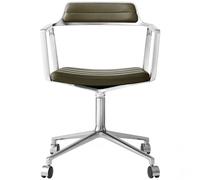 Vipp 452 Swivel Chair with Wheels Aluminum/Bosco Green