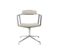 Vipp 452 Swivel Swivel Chair With Floor Glides Aluminum/ Wavy Off White/ Light Gray