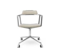Vipp 452 Swivel Swivel Chair With Wheels Aluminum/Wavy Off White/ Light Gray