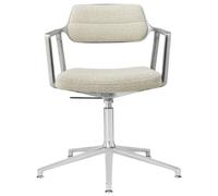 Vipp 453 Swivel+ Swivel Chair With Floor Glides Aluminum/ Wavy Off White/ Light Gray