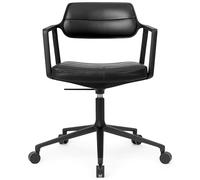 Vipp 453+ / Vipp453+ Swivel Chair Swivel chair Vipp black leather / black frame with castors - 5705953212733
