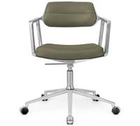 Vipp 453+ / Vipp453+ Swivel Chair Swivel chair Vipp Bosco green leather / polished aluminium frame with castors - 5705953212771