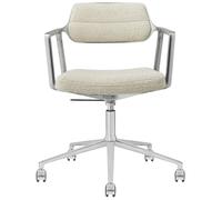 Vipp - 453+ Swivel Chair With Castors, Polished Aluminium / Wavy Off-white - Off-White