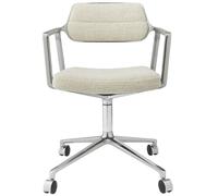 Vipp 453 Swivel Swivel Chair With Wheels Aluminum/Wavy Off White/ Light Gray