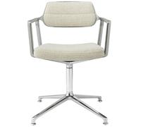 Vipp 453 Swivel Swivel Chair With Floor Glides Aluminum/ Wavy Off White/ Light Gray