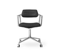 Vipp 453 / Vipp453 Swivel Chair Vipp black leather / polished aluminium frame with castors - 5705953218575