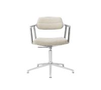 Vipp 453 Swivel+ Swivel Chair With Floor Glides Aluminum/ Wavy Off White/ Light Gray