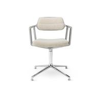 Vipp 453 Swivel Swivel Chair With Floor Glides Aluminum/ Wavy Off White/ Light Gray