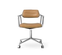 Vipp453 / Vipp 453 Swivel Chair Chair Vipp Camel brown leather / polished aluminium frame with castors - 5705953218650