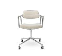 Vipp 453 Swivel Swivel Chair With Wheels Aluminum/Wavy Off White/ Light Gray