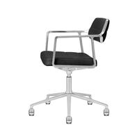 Vipp 453+ / Vipp453+ Swivel Chair Swivel chair Vipp black leather / polished aluminium frame with castors - 5705953212726