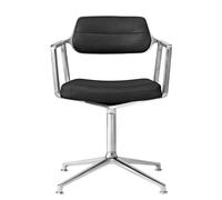 Vipp 453+ / Vipp453+ Swivel Chair Swivel chair Vipp black leather / polished aluminium frame with glides - 5705953212740