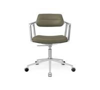 Vipp 453+ / Vipp453+ Swivel Chair Swivel chair Vipp Bosco green leather / polished aluminium frame with castors - 5705953212771