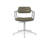 Vipp 453+ / Vipp453+ Swivel Chair Swivel chair Vipp Bosco green leather / polished aluminium frame with glides - 5705953212764