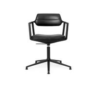 Vipp 453 / Vipp453 Swivel Chair Vipp black leather / black frame with castors - 5705953218582