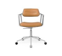 Vipp 453 / Vipp453 Swivel Chair Vipp Camel brown leather / polished aluminium frame with castors - 5705953218650