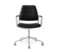 Vipp - 455+ Swivel Chair With wheels, Black Leather - Black Leather