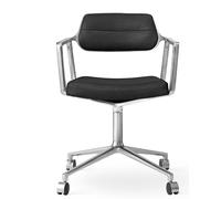 VIPP453+ / Vipp 453+ Swivel Chair Vipp chair with castors black leather / polished aluminium frame - 5705953212726