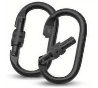 Vipuikos Pack of 2 Carabiner Hooks, 25 KN, O-shaped Carabiner Hooks, Large, Black, Heavy Duty Safety Carabiner, Stainless Steel, 2500 kg Load Capacity, Carabiner for Yoga, Hammock, Camping, Swing