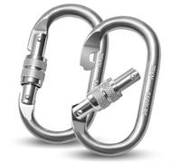 Vipuikos Pack of 2 Carabiner Hooks, 25 KN, O-Shaped Carabiner Hooks, Large, Heavy Duty Safety Carabiner, Stainless Steel, 2500 kg Load Capacity, Carabiner for Yoga, Hammock, Camping, Swing (Silver)