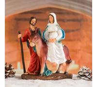Vipush Holy Family Journey Resin Sculpture, Hand-Painted Joseph, Mary & Donkey Christmas Nativity Figure for Home Décor